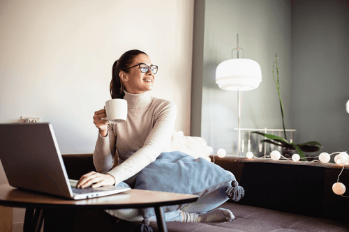 female working from home